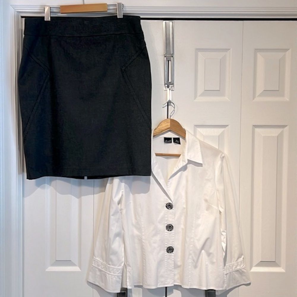 ULTIMATE Grey Skirt Size 14 / Willi Smith‎ White Shirt/Shacket Size XL